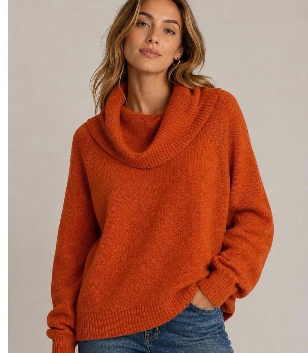 Anthropologie Georgia Burnt Orange Cowlneck Tunic Sweater $128.00